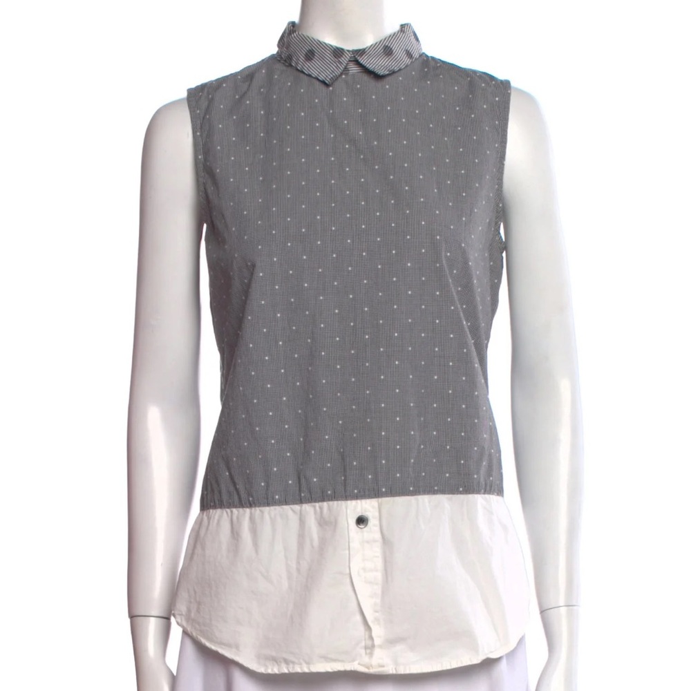 Band Of Outsiders Gray and White Polka Dot Blouse